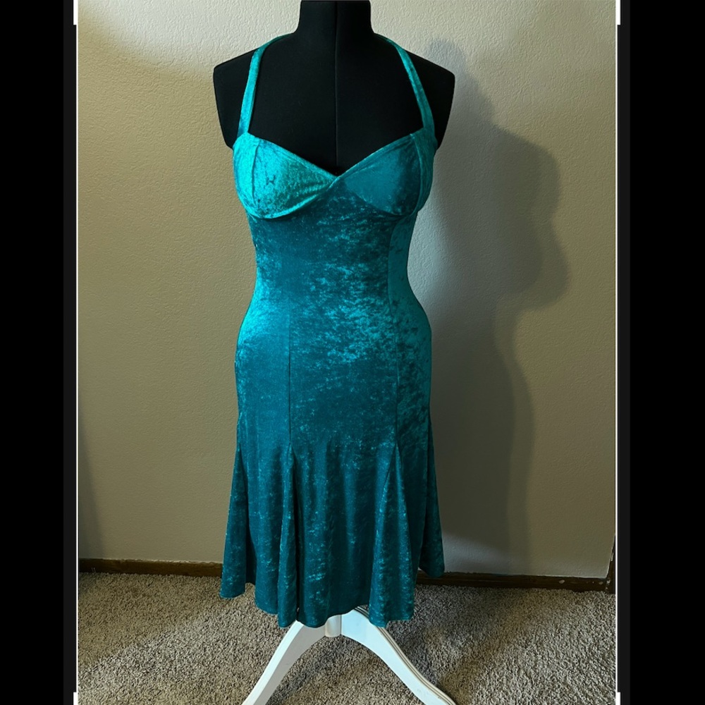 Betsey Johnson Teal Velvet Dress